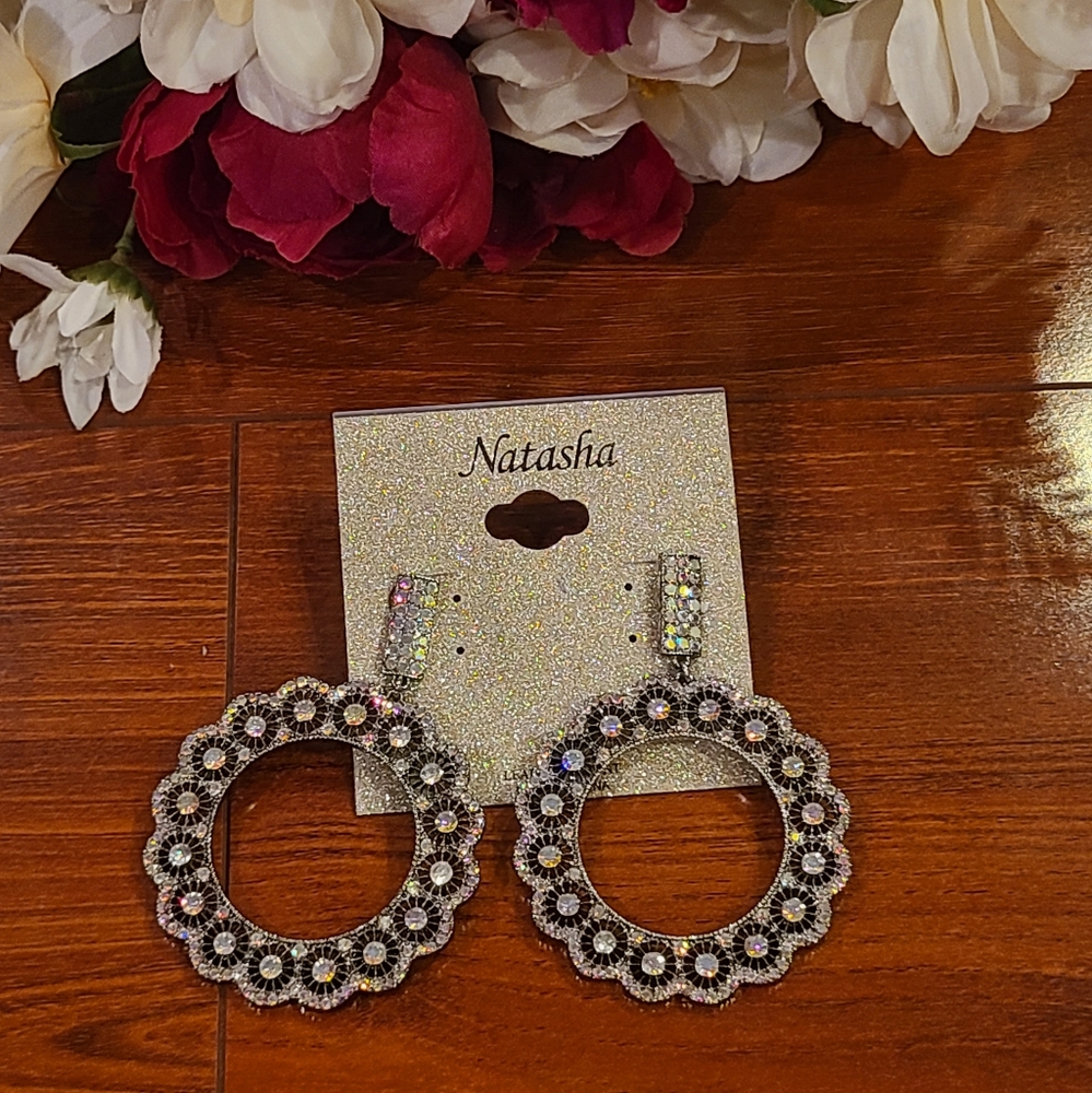 Natasha Rhinestones Dangling Earrings